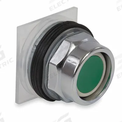 SCHNEIDER Recessed Push Button: Green, 30 mm Mounting Size, Metallic - Flush-Mount & Recessed Push-Button Operators