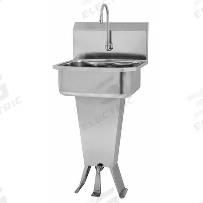 SANI-LAV Hand Sink: 41 1/2 in Overall Ht, 17 in Bowl Lg, 7 in Bowl Dp, 2 gpm Flow Rate - One-Station Freestanding Hand Sinks with Faucets