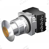 SIEMENS Mushroom Head Push Button: Illuminated, Mushroom Head Profile, Metallic, 30 mm, 1NO/1NC (MPN 52PP2D9AB). Key specifications — Brand: SIEMENS; Action: Maintained; Series: Class 52; Push Button Material Type: Metallic.