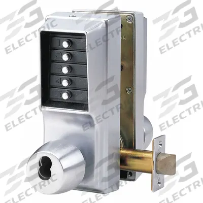 SIMPLEX Mechanical Push Button Lockset: Chrome (MPN EE1021S/EE1021S-26D-41) - Mechanical Keyless Access Locksets