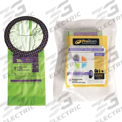 PROTEAM Vacuum Bag: ProTeam, Dry, Paper, 2-Ply, Std - Backpack Vacuum Bags