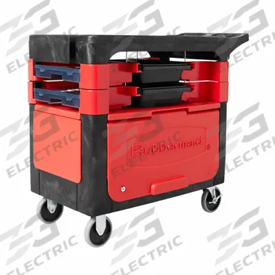 RUBBERMAID COMMERCIAL PRODUCTS Mobile Cabinet Workbench: 38 in x 19 1/4 in, Plastic, Black - Light Duty Mobile Cabinet Benches with Drawers