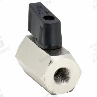 APPROVED VENDOR Manual Two-Way Ball Valve: 1/8 in, Nickel-Plated Brass, Straight, FNPT x FNPT - Mini Brass Ball Valves