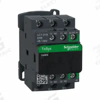 SCHNEIDER IEC Magnetic Contactor: Non-Reversing, 3 Poles, 3NO Contacts, 18 A, 120V AC/48V AC Coil (MPN LC1D18EHE). Key specifications — Brand: SCHNEIDER; Integrated Surge Suppression: No; Nominal Coil Voltage @ 60Hz: 48V AC.