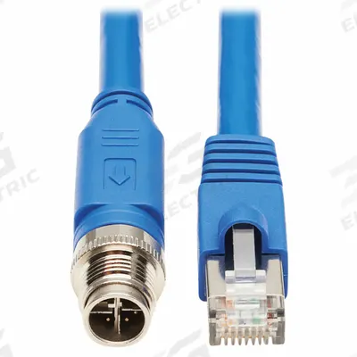 EATON TRIPP LITE Ethernet Cable: 16.4 ft Lg, X Coding, M12 Male Straight x RJ45 Male Straight - M12 Connector to RJ45 Connector Power over Ethernet (PoE) Cordsets