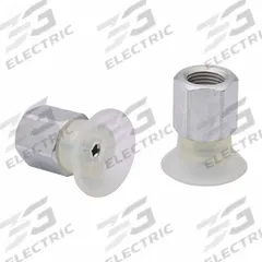 SCHMALZ Vacuum Pad Assembly: Flat, G1/8 in Vacuum Port, 16.8 mm Pad Dia, Food Grade Silicone Rubber (MPN 10.01.01.14133). Key specifications — attr1019136: 10.01.01.14133; attr1019138: SCHMALZ; attr1019139: 55 A.