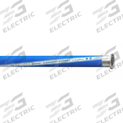 CONTINENTAL Discharge Hose: 3/4 in Hose Inside Dia., 75 ft Hose Lg, 150 psi, Blue - Polyethylene Potable Water Discharge Hose Assemblies with Smooth EPDM Cover and Synthetic Spiral-Plied Fabric Reinforcement