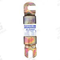MERSEN Forklift Limiter Fuse: ALS Series, Bolt-On, Gen Purpose, 450 A, 125 V DC, Non-Indicating (MPN ALS450). Key specifications — Brand: MERSEN; Series: ALS.