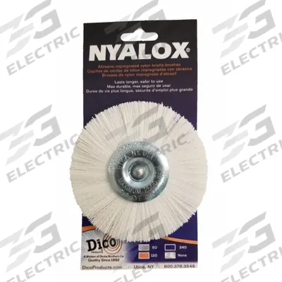 DICO Abrasive Wheel Brush: Nylon, 4" Dia x 3/8" Wd, Shank - Nonabrasive Cleaning Brushes