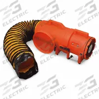 ALLEGRO Confined Space Fan: 12 V DC, 8 in Duct Dia, 1/4 hp Horsepower, 816 cfm Max Flow in Free Air (MPN 9536-15). Key specifications — Brand: ALLEGRO; Includes: Extension canister with 15 ft ducting; Operating Voltage: 12 V DC with Vehicle Battery Hookups.