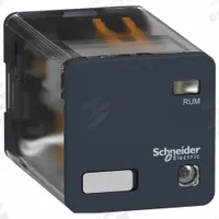 SCHNEIDER Relay: Socket Mounted, 10 A Current Rating, 120V AC, DPDT, 8 Pins/Terminals, A Socket (MPN RUMC23F7). Key specifications — Brand: SCHNEIDER; Base Type: Octal; Mounting Style: Plug-In; Pin Shape: Round; Electrical Connection: Quick-Connect; Manufacturer Part Number: RUMC23F7; Series: Harmony™ RUM Series.