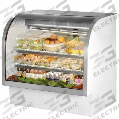 TRUE REFRIGERATION Deli Case: 47 3/4 in x 48 1/4 in x 35 1/4 in, White, Curved Glass - Curved Glass Display Refrigerator Merchandisers