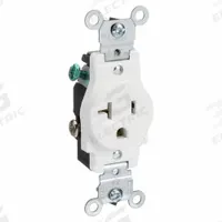 LEVITON Receptacle: Single, 5-20, White, 125V AC, 20 A, 2 Pole / 3 Wire (MPN 5801-W)