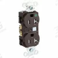 BRYANT Receptacle: Hospital Grade Fed. Spec., Duplex, 5-20R, Brown, 125V AC, 20 A, 2 Pole / 3 Wire (MPN 8300HBTR)