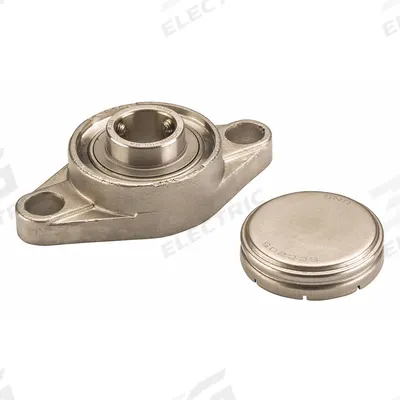 NTN 2 Bolt Flange Bearing: Radial Ball, 1 1/4 in Bore, SS, Set Screws, 5 17/32 in Lg - Food-Grade Flange-Mount Ball Bearings