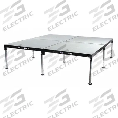 BIL-JAX Portable Stage Package: 2.3 ft Max Overall Ht, 24 ft Overall Lg - Adjustable-Height Stages