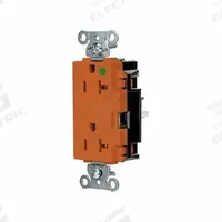 HUBBELL Receptacle: Hospital Grade, Decorator Duplex, 5-20R, Orange, 125V AC, 20 A, 2 Pole / 3 Wire (MPN HBL2182STO)
