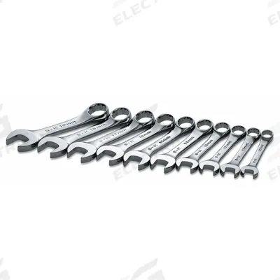 SK PROFESSIONAL TOOLS Combination Wrench Set: Alloy Steel, Chrome, 10 Tools - Metric 12-Point Combination Wrench Sets