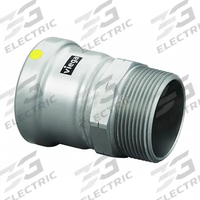 VIEGA MEGAPRESS Crimp Adapter Fitting: 4 in Pipe x 4 in Pipe Size, Press-fit x MNPT - Gas Steel Press Pipe Fittings