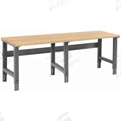 TENNSCO Workbench: Adj Ht, Laminated Hardwood Butcher Block, 96 in x 30 in - Open-Base Workstations