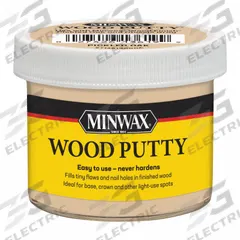 MINWAX Wood Putty: Wood Repair, 3.75 oz Container Size, Pail, Pickled Oak (MPN 13619000). Key specifications — Color: Pickled Oak; Brand: MINWAX.