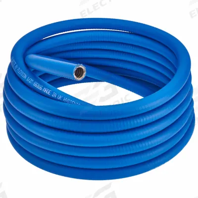 CALBRITE Hygienic PVC Coated Flex Conduit: 3/4 in Trade Size, Blue/White - Corrosion Resistant Liquid-Tight Metallic Conduit