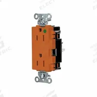 HUBBELL Receptacle: Hospital Grade, Decorator Duplex, 5-15R, Orange, 125V AC, 15 A, 2 Pole / 3 Wire (MPN HBL2172STO)