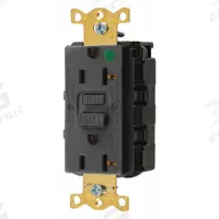 HUBBELL GFCI Receptacle: Hospital Grade Fed. Spec., Decorator Duplex, 5-20R, Black, GFCI, 125V AC (MPN SNAPGF83BLK)