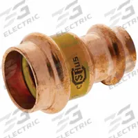 NIBCO Crimp Coupling Fitting: Straight, 1 1/4 in CTS x 1 1/4 in CTS x 3/4 in CTS x 3/4 in Pipe size (MPN 9001805HPC). Key specifications — Brand: NIBCO; Broad - Material for Bullet: Copper Or Bronze; Fitting Size: 1-1/4 in CTS x 1-1/4 in CTS x 3/4 in CTS x 3/4 in Pipe; Brand - Broad: NIBCO.