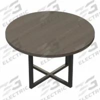 MIRELLA Conference Table: Circle, Fiberboard, Southern Tobacco, 29 1/2 in Overall Ht, Powder Coated (MPN MR42RSTO). Key specifications — attr987891: Traditional Leg; attr987894: Fiberboard; attr987867: Steel; attr987857: MIRELLA; attr987872: Steel.