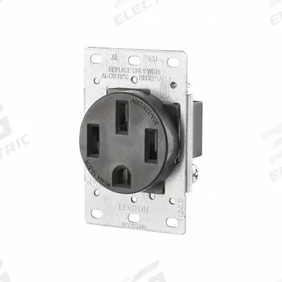 LEVITON Receptacle: Single, 14-50, Black, 125/250V AC, 50 A, 3 Pole / 4 Wire (MPN 279-S00) - General Purpose Receptacles