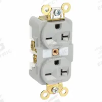 HUBBELL Receptacle: Duplex, 6-20, Gray, 250V AC, 20 A, 2 Pole / 3 Wire (MPN HBL5462GY)