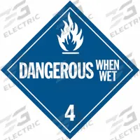 STRANCO INC DOT Container Placard: Dangerous When Wet, 10 3/4 in x 10 3/4 in, 10 3/4 in Label Ht (MPN DOTP-0044-PS). Key specifications — Brand: STRANCO INC; Message: Dangerous When Wet.