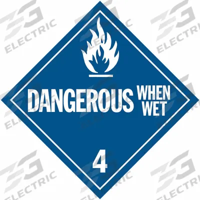 STRANCO Container Placard: Dangerous When Wet, 10 3/4 in x 10 3/4 in - Class 4: Flammable Solids