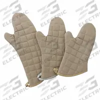 R&R TEXTILE Oven Mitt: 400°F Max Temp, 17 in Overall Lg, Quilted Cotton, Tan (MPN 1310-17)