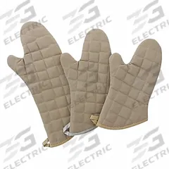 R&R TEXTILE Oven Mitt: 400°F Max Temp, 17 in Overall Lg, Quilted Cotton, Tan (MPN 1310-17)