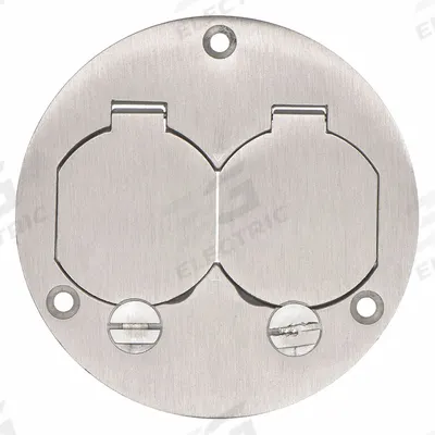 HUBBELL WIRING DEVICE-KELLEMS Floor Box Cover: Round, Silver, Aluminum - Aluminum Electrical Floor Box Covers