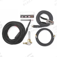 MILLER ELECTRIC TIG Torch Kit: Water-Cooled, W-250, 25 ft, Braided Rubber, 3-Piece, 20 (MPN 300185). Key specifications — Brand: MILLER ELECTRIC; Manufacturer Part Number: 300185; Neck Type: Rigid; Power Cord Material: Braided Rubber; Gas Valve (Table): Without.