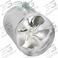 In-Line Duct Fan: 1,200 cfm Max., 14 in Duct, 29.8 W, 120V AC, 1 Ph, Galvanized Steel (MPN EF-14). Key specifications — Includes: External Junction Box for Easy Wiring; Brand: TJERNLUND; Speed Controllable: Yes; High-Efficiency Motor: No; Nameplate Voltage: 120V AC; Number of Speeds: 1; Airflow @ 0.000 in SP - Range: 750 to 1,500 cfm; High-Efficiency Motor_Broad: Standard-Efficiency Motor.