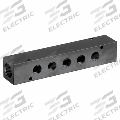 PNEUMADYNE Pipe Manifold Fitting: Inline, NPT x NPT, Rectangle, Aluminum, 3/4 in NPT - Air & Fluid Block Manifolds