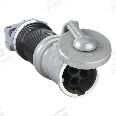 HUBBELL Pin and Sleeve Connector: Gray, 250V DC/600V AC, Three Phase, 100 A, 3 Pole - Washdown-Rated Connectors