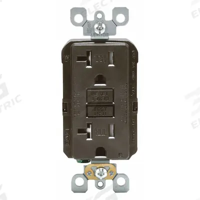 LEVITON GFI Receptacle: Decorator Duplex, 5-20, Brown, GFCI, 125V AC, 20 A - General Purpose Receptacles