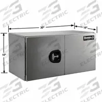 BUYERS PRODUCTS Underbody: Underbody Truck Box, Double Barn Doors Door, 18 in Overall Dp, Silver (MPN 1705403). Key specifications — Color: Silver; Brand: BUYERS PRODUCTS; Lock Type: Keyed.