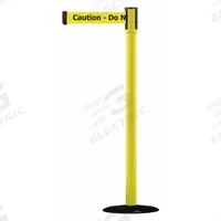 TENSABARRIER Barrier Post with Belt: Yellow, Caution Do Not Enter, 7 1/2 ft Belt Lg, Yellow (MPN 890B-33-35-33-STD-NO-YAX-C). Key specifications — attr981468: Cast Iron; attr981465: Yellow; attr981461: TENSABARRIER; attr981440: Metal Alloy; attr981443: Yellow; attr981449: Caution Do Not Enter; attr981448: Black.