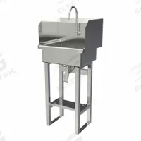 SANI-LAV Wash Station: 43 1/2 in Overall Ht, 17 in Bowl Lg, 7 in Bowl Dp, 0.5 gpm Flow Rate, 16 ga (MPN 727FK1.5). Key specifications — Includes Side Splash: Side Splash Not Included; Brand: SANI-LAV.