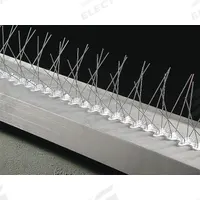 BIRD BARRIER Bird Repellent Spikes: Wide, Plastic Base, Silver, 50 ft Overall Lg, 8 in Overall Wd (MPN BP-F350). Key specifications — Brand: BIRD BARRIER; Spike Material: Stainless Steel; Targeted Birds: Pigeons; Base Material: Plastic; Ledge Width: Wide.