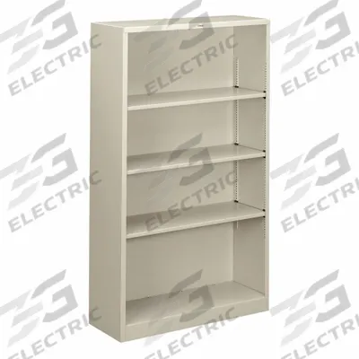 HON Bookcase: Gray, Steel, 59 in Overall Ht, 34 1/2 in Overall Wd, 12 5/8 in Overall Dp - Stationary Bookcases