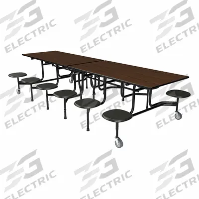 PALMER HAMILTON Cafeteria Table: Montana Walnut, Stool Seat, 29 in Overall Ht - Bi-Fold Cafeteria Tables