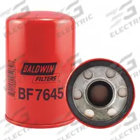 BALDWIN FILTERS Fuel Filter: Spin-On, 3 3/4 in Outside Dia, 1 1/2"-16 Thread Size, Cellulose, BF7645. Key specifications — attr1137520: BF7645; attr434022: BALDWIN FILTERS; attr427730: Cellulose; attr427731: Furnished Gasket; attr1017112: Buses.