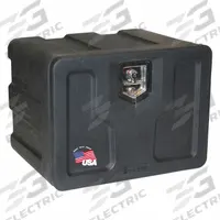 BUYERS PRODUCTS Underbody: Underbody Truck Box, Single Drop-Down Door Door, 18 in Overall Dp, Black (MPN 1717100). Key specifications — Color: Black; Brand: BUYERS PRODUCTS; Lock Type: Keyed.